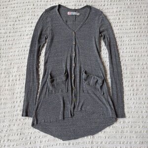 Free People FP Beach Heather Gray Lightweight Button-Front Duster Cardigan Small